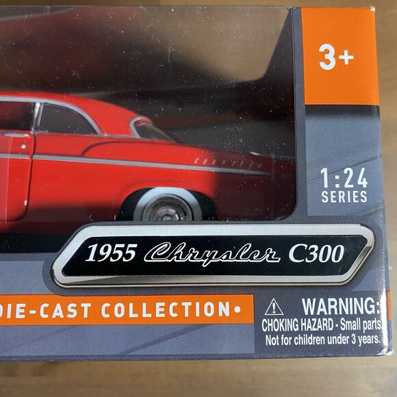 1955 Chrysler C300 Red 1/24 Scale Diecast Model Toy Car Motor Max - Picture 2 of 7